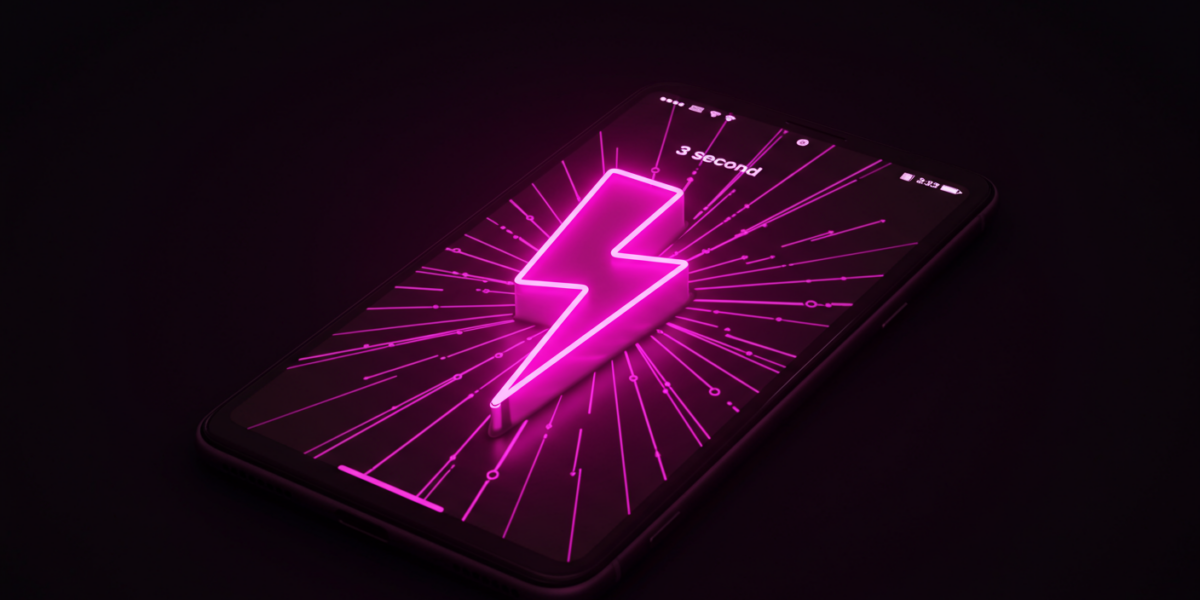 Écran smartphone avec éclair attirant l'attention, hooks TikTok 3 premières secondes