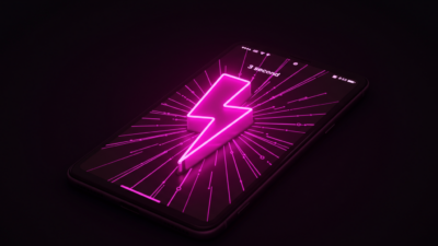 Écran smartphone avec éclair attirant l'attention, hooks TikTok 3 premières secondes