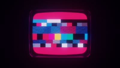 Motif télévision glitch, parodie télé-réalité TikTok