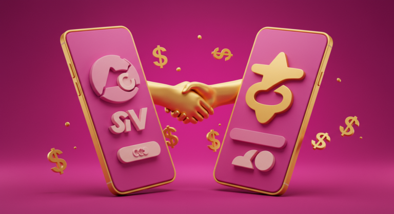 Poignée de main entre écrans smartphone, partenariats marque TikTok micro-influence