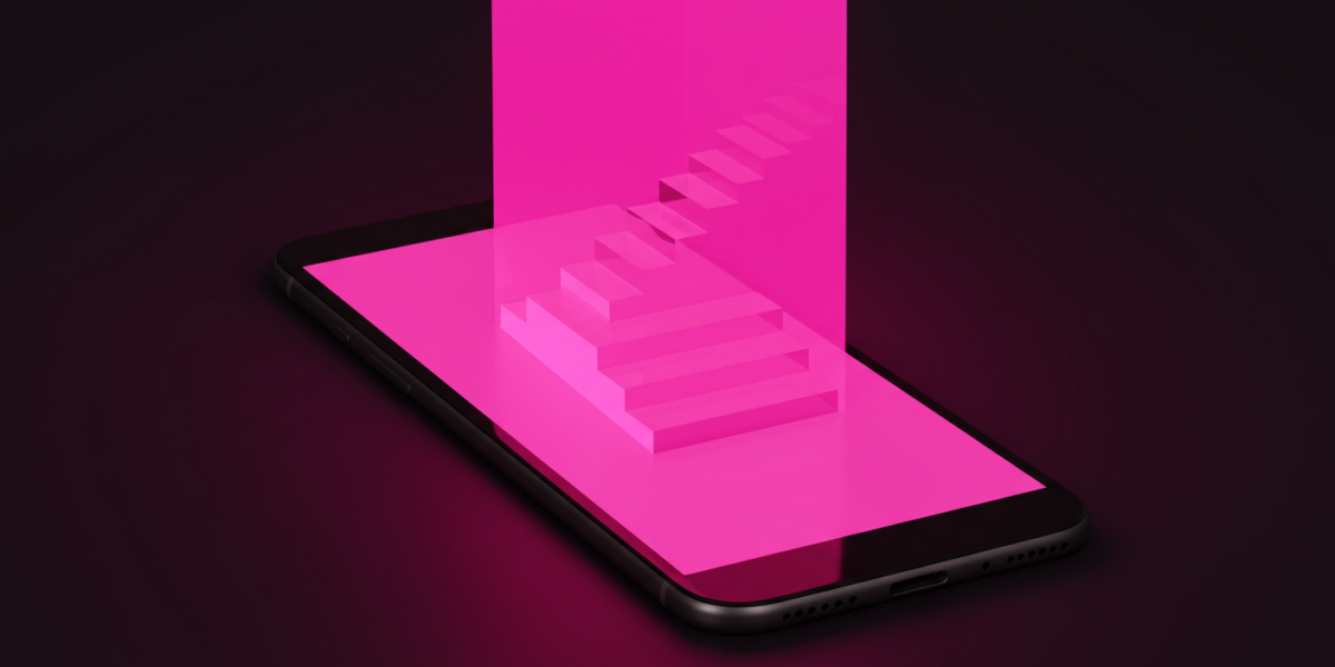 Escaliers vers smartphone lumineux, percer sur TikTok depuis zéro