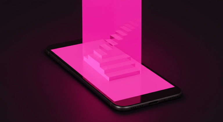 Escaliers vers smartphone lumineux, percer sur TikTok depuis zéro