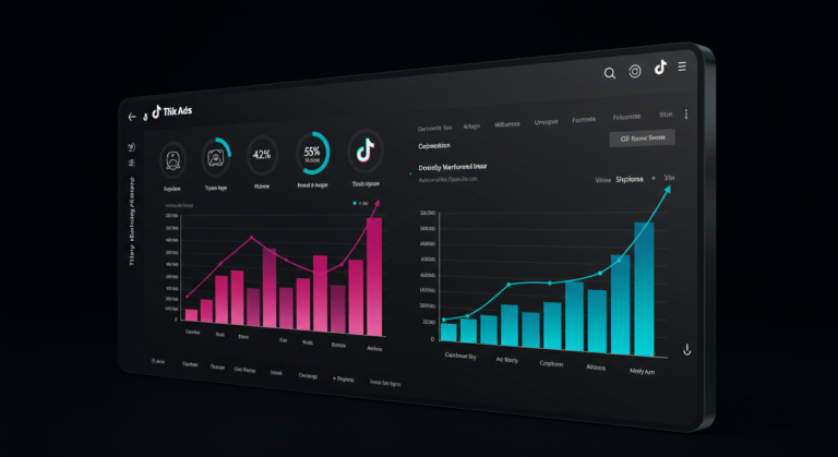 Dashboard TikTok Ads avec graphiques de campagne