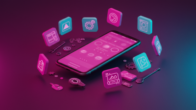 Icônes d'applications autour smartphone, outils créateurs TikTok 2026